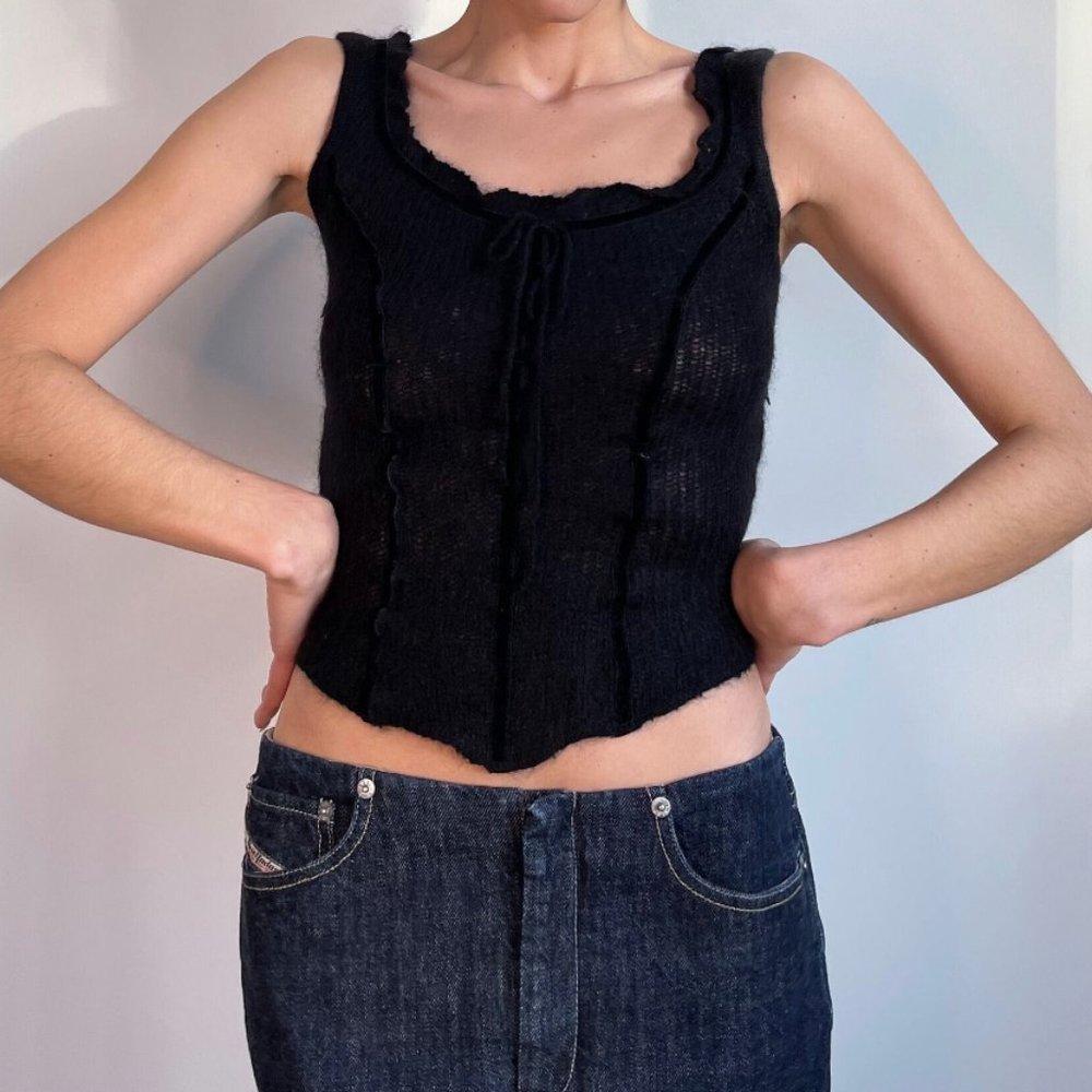 2000s Y2K Anti-Flirt Bustier Mohair Tank Top